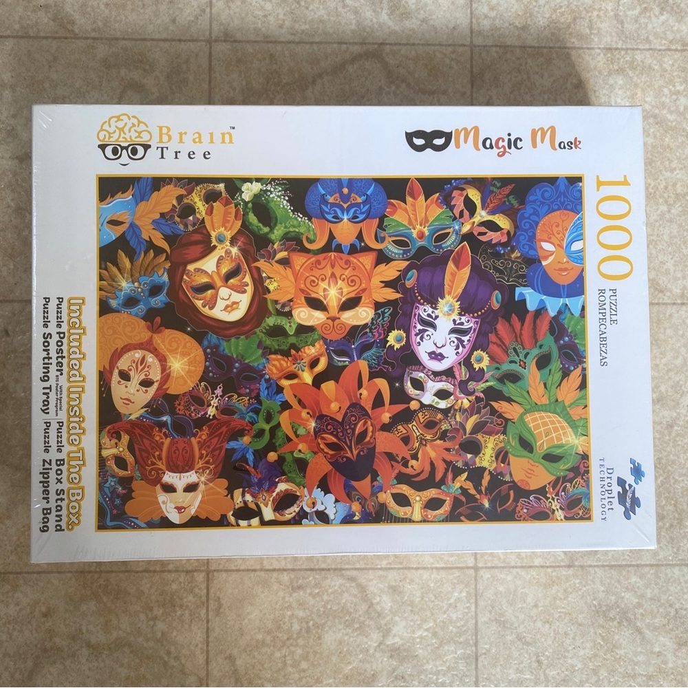 Magic Mask Brain Tree 1000 Piece Puzzle Includes Zipper Bag, Sorting Tray, Etc.